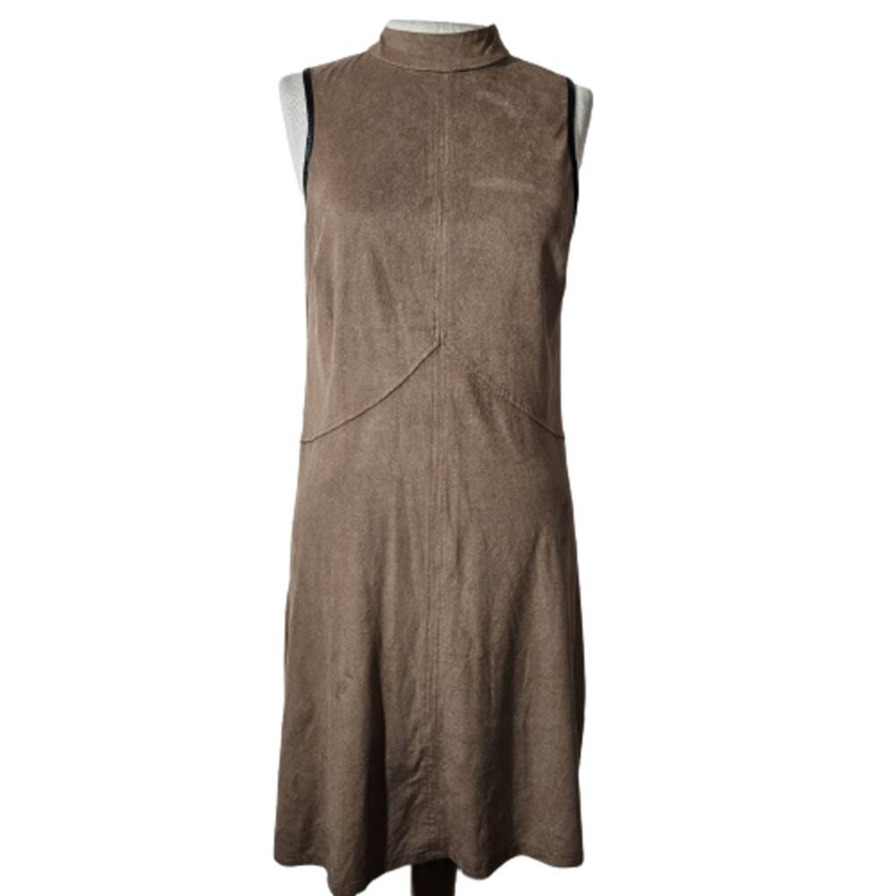 Brown Mock Neck Vegan Suede Dress Size Medium